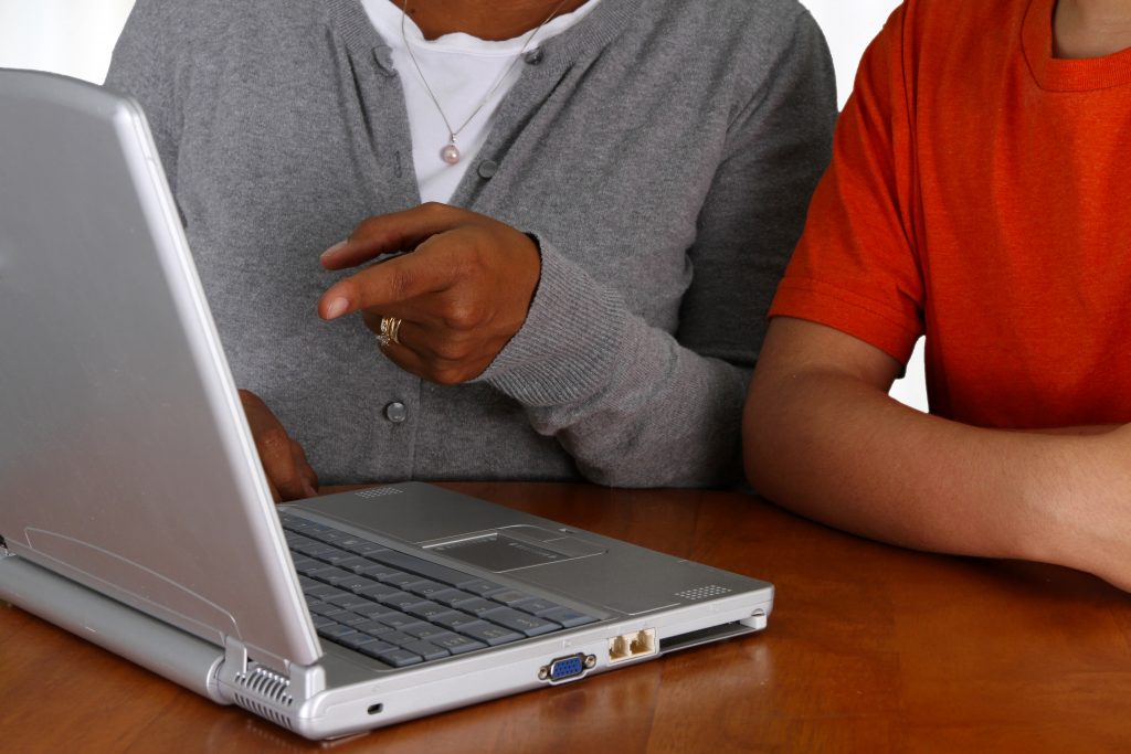 two students learning online